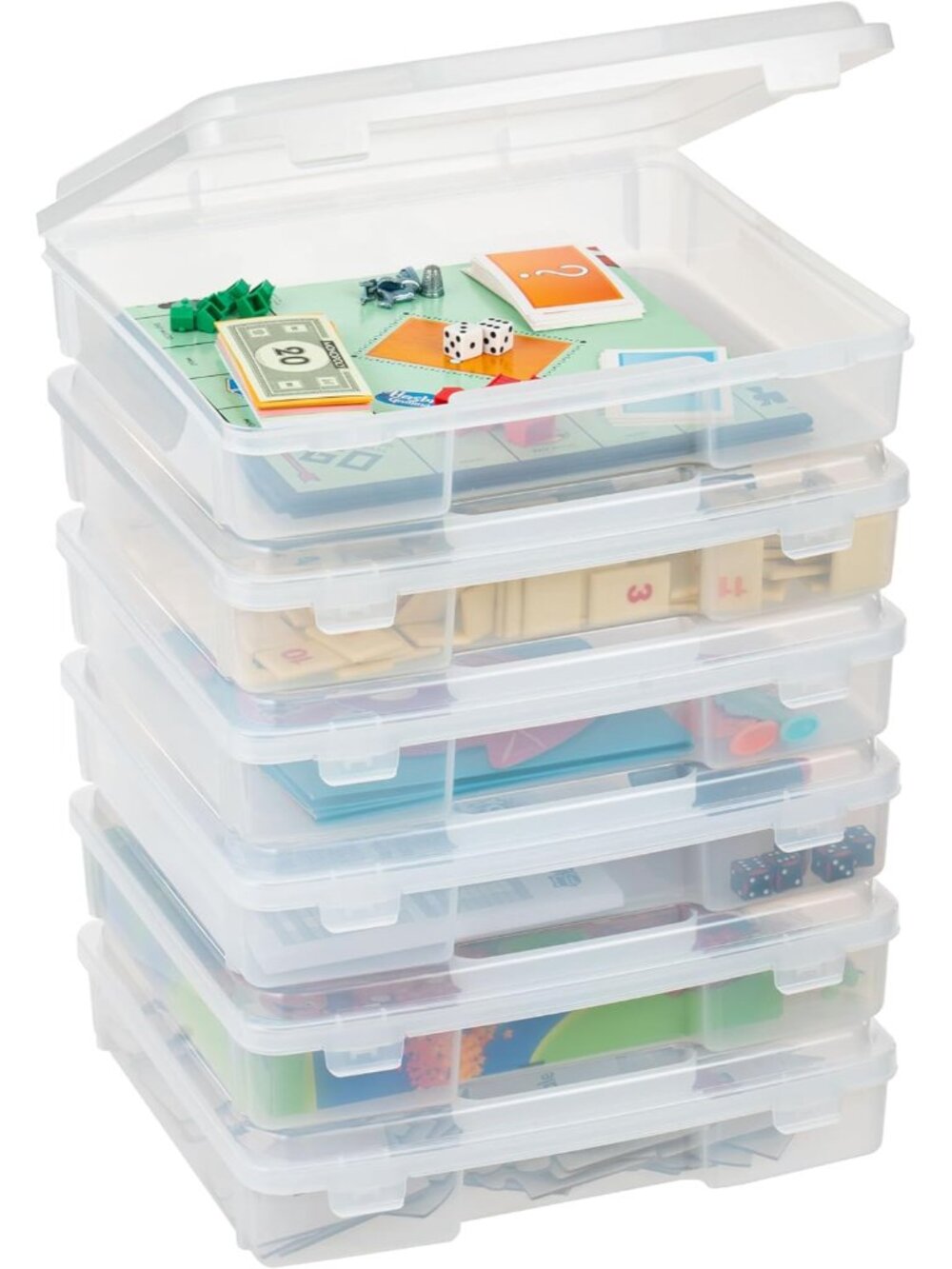 Board Game Storage || Thick Craft Case 6-Pack - Clear